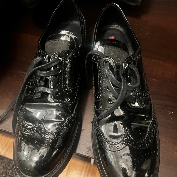Prada Glossy Black Leather Oxfords Prada Men main image 3